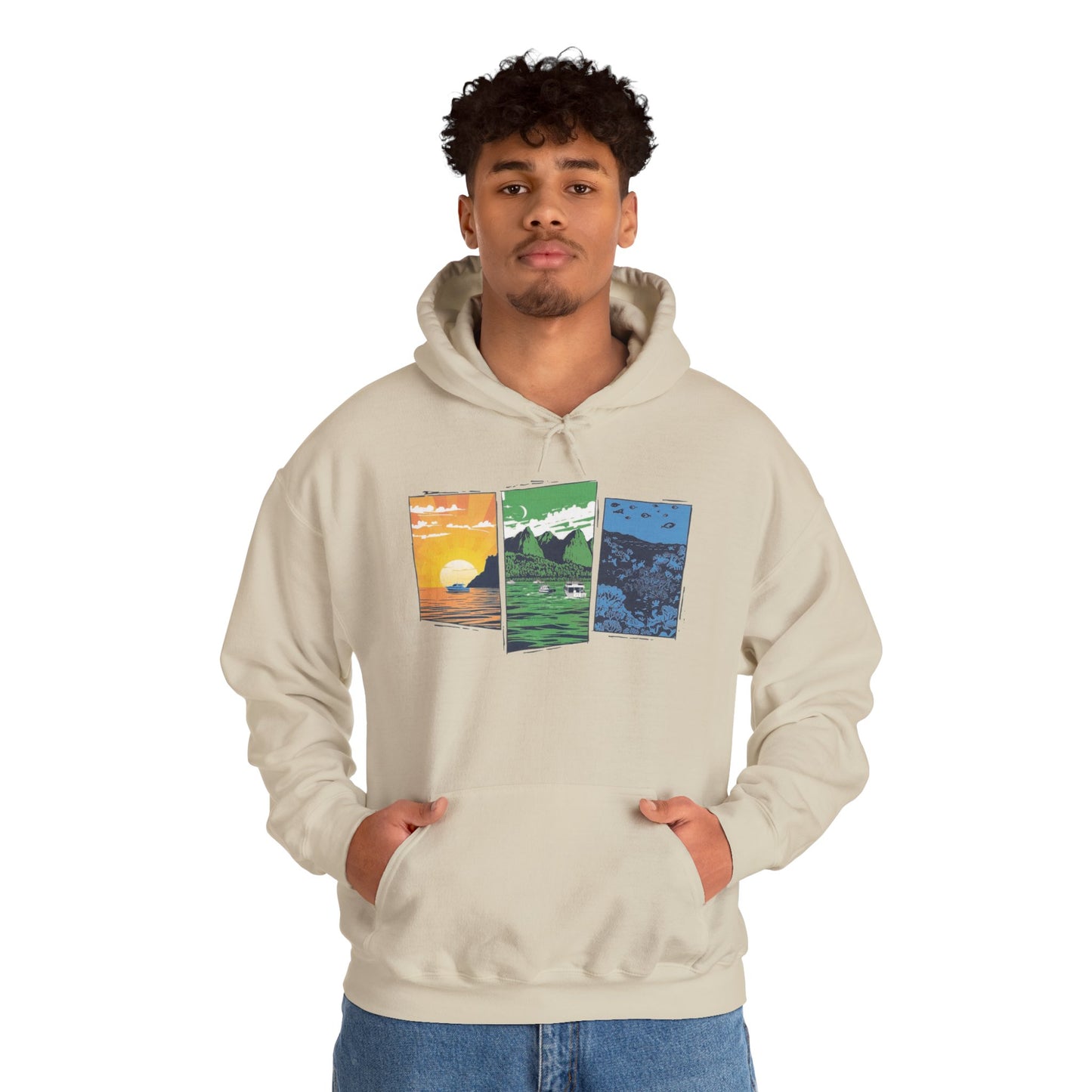 Caribbean Monochrome Scenery Hoodie