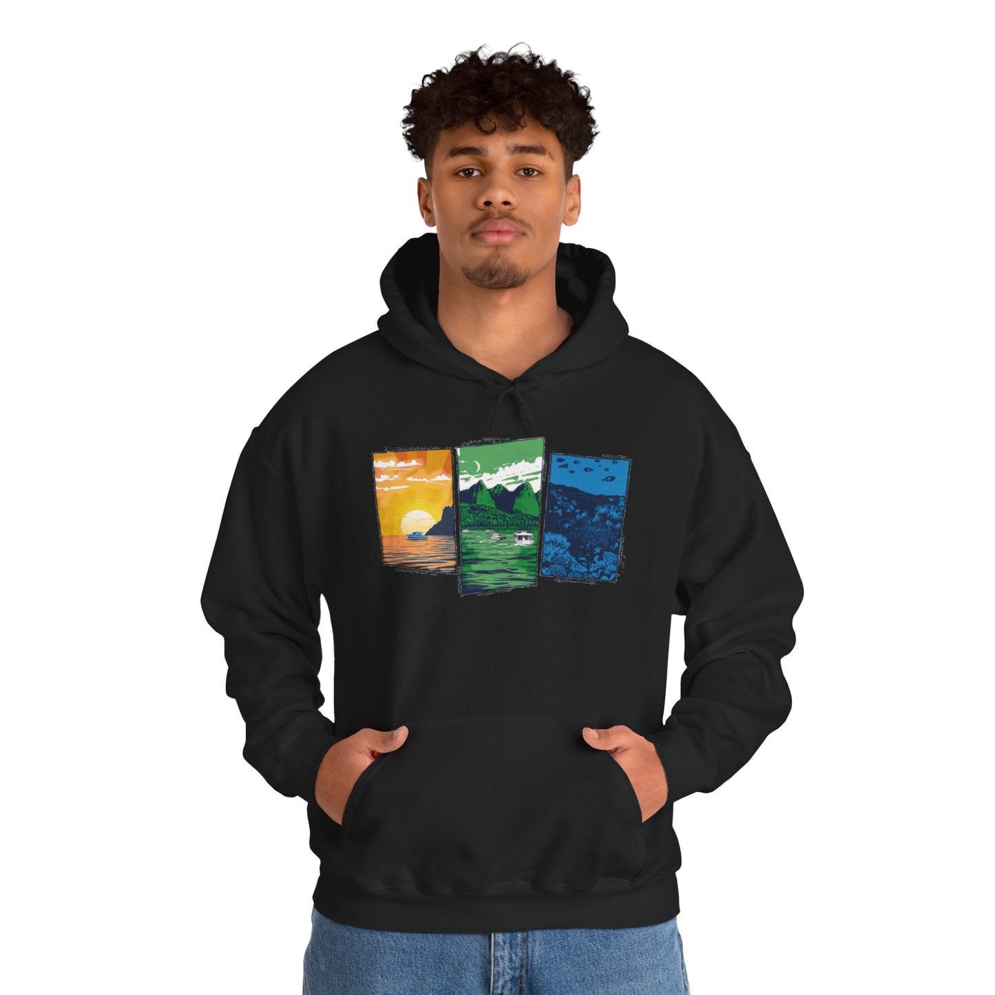 Caribbean Monochrome Scenery Hoodie
